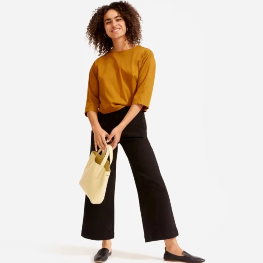 Everlane Women's Black The Wide Leg Crop Pant SZ 4